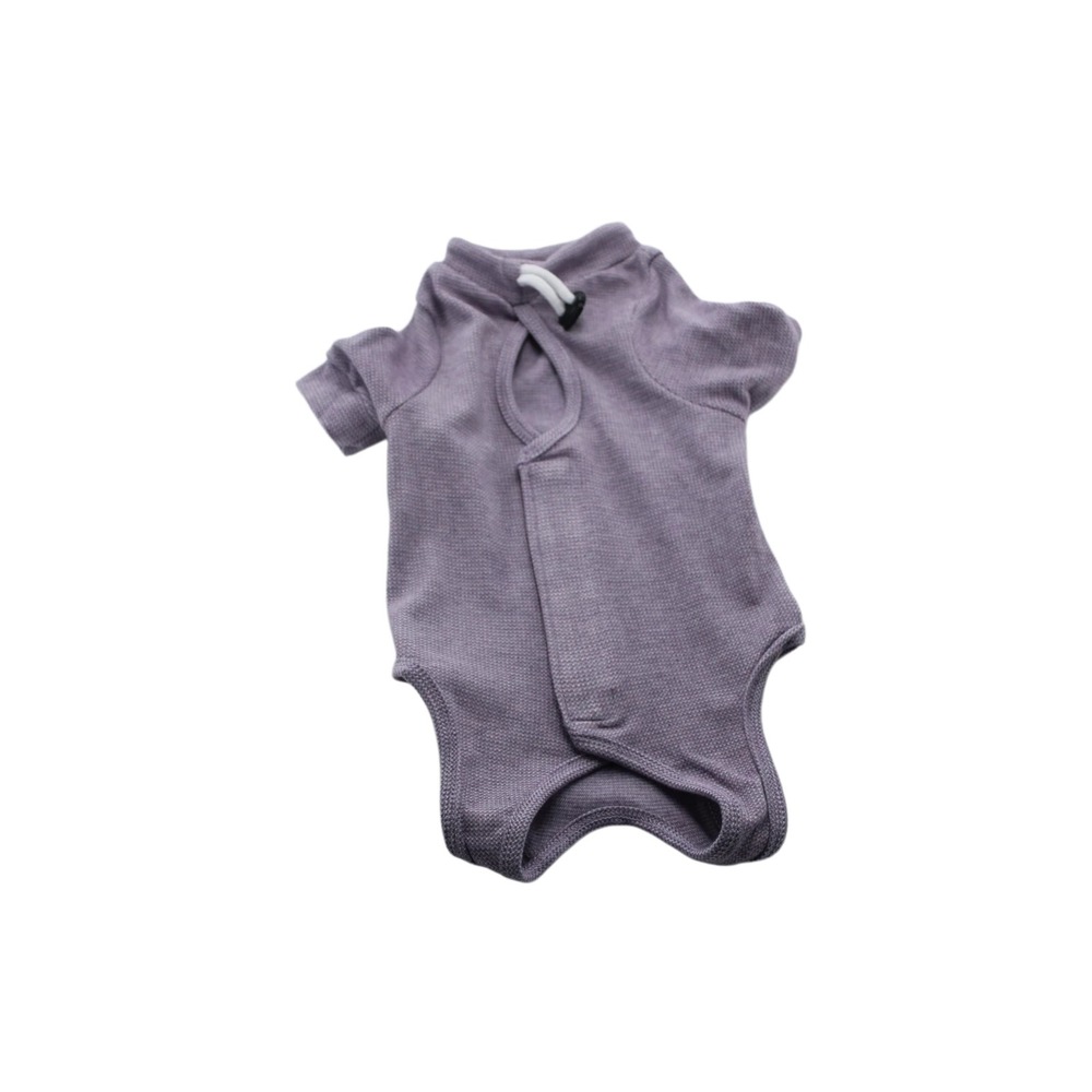 Cat Surgery Recovery Suit Purple Waffle Knit Adjustable Neck Size Large
